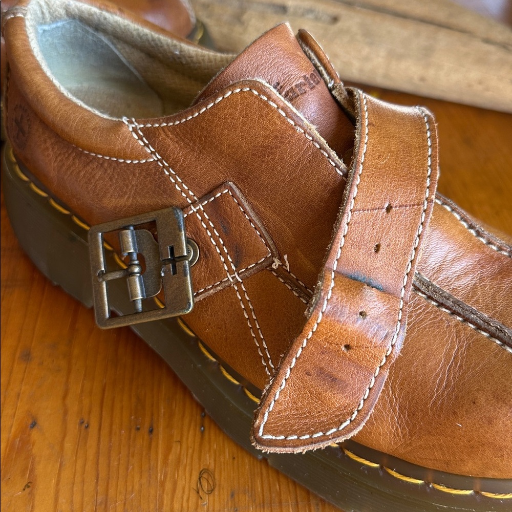 Dr. Martens Brown Leather Buckle Mary Jane Shoes - Picture 10 of 16